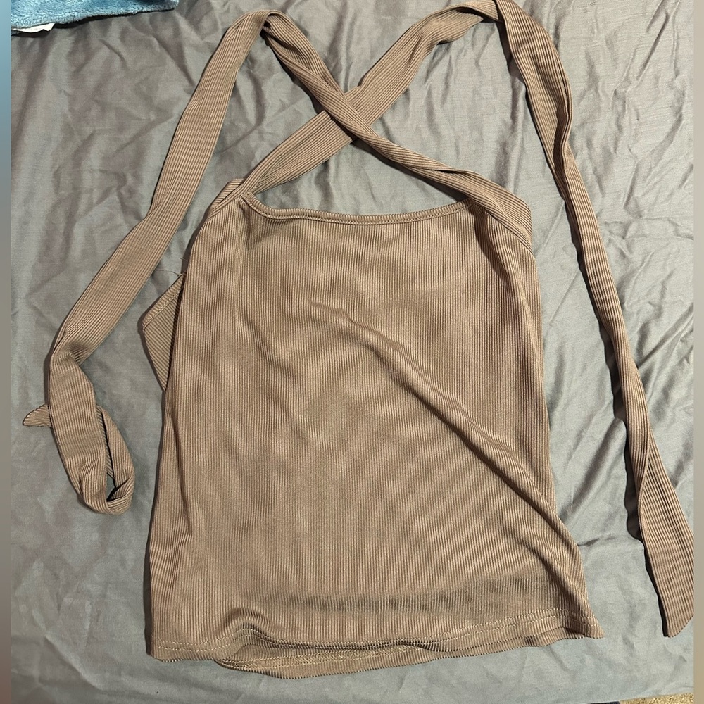 Brown Ribbed Top